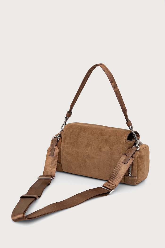 Akcesoria Marc O'Polo Torebka crossbody damska zamszowa 5000013569 brązowy