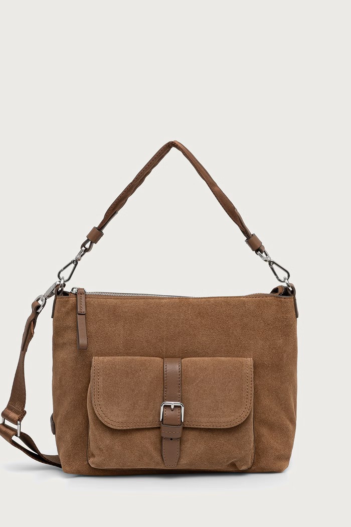Marc O'Polo Torebka crossbody damska zamszowa brązowy 5000013568
