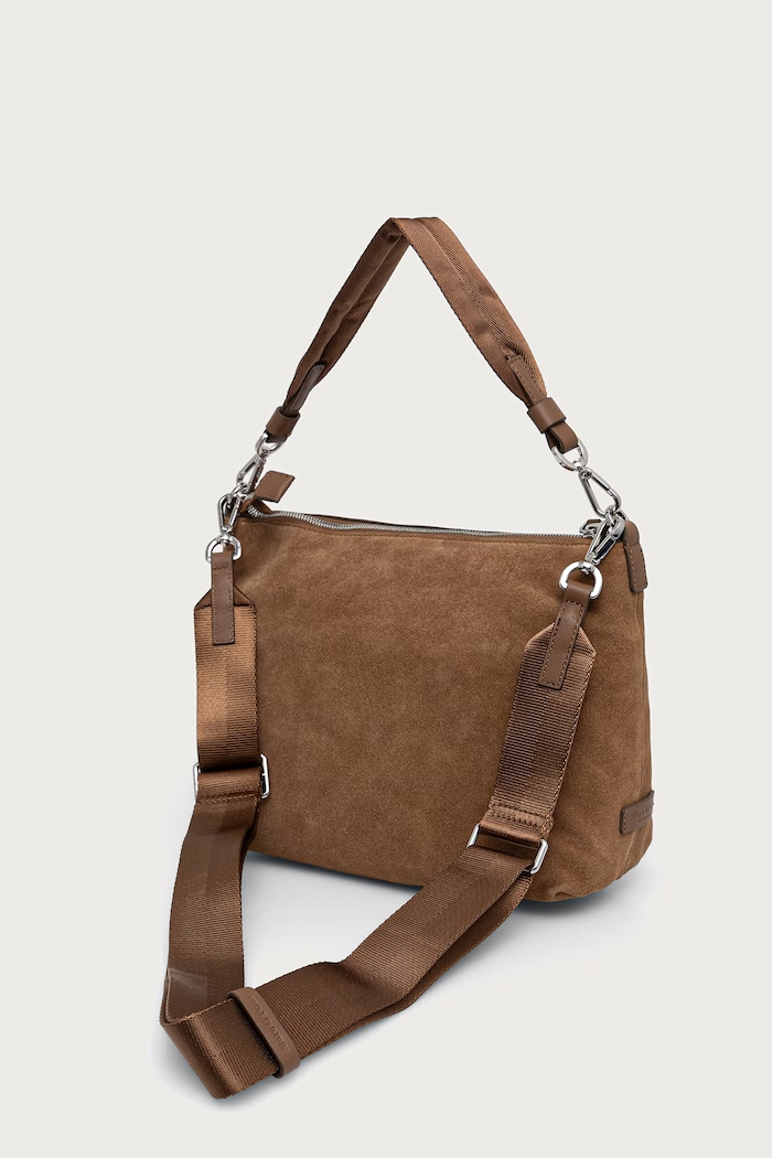 Akcesoria Marc O'Polo Torebka crossbody damska zamszowa 5000013568 brązowy