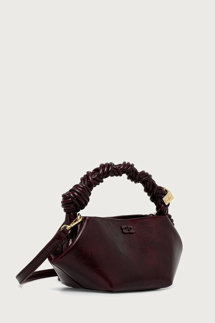 GANNI Bou Mini Deep Shine torebka crossbody damska C2100075 bordowy AW26