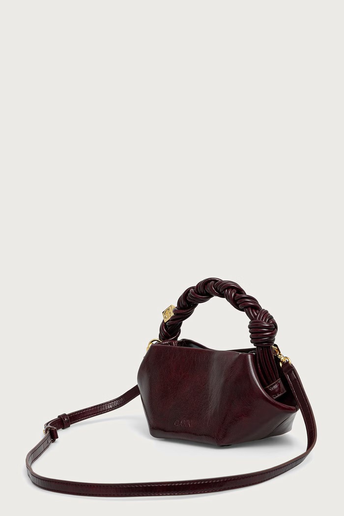 Akcesoria GANNI Bou Mini Deep Shine torebka crossbody damska C2100075 bordowy