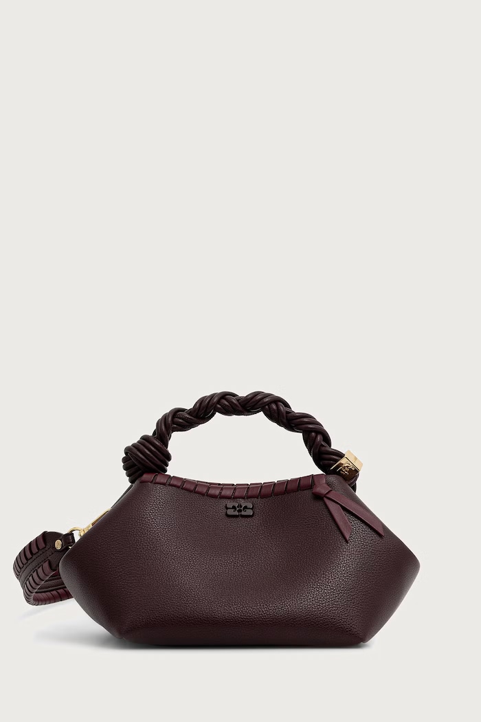 GANNI Bou Small Tressé torebka crossbody damska z imitacji skóry bordowy C2100052