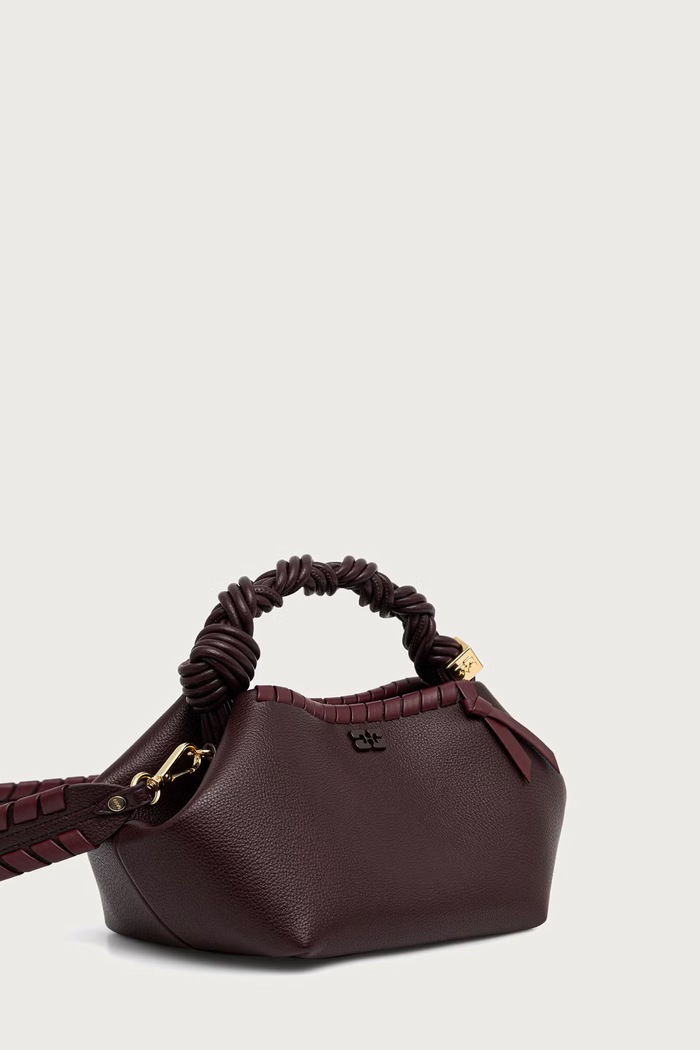 GANNI Bou Small Tressé torebka crossbody damska z imitacji skóry C2100052 bordowy AW26