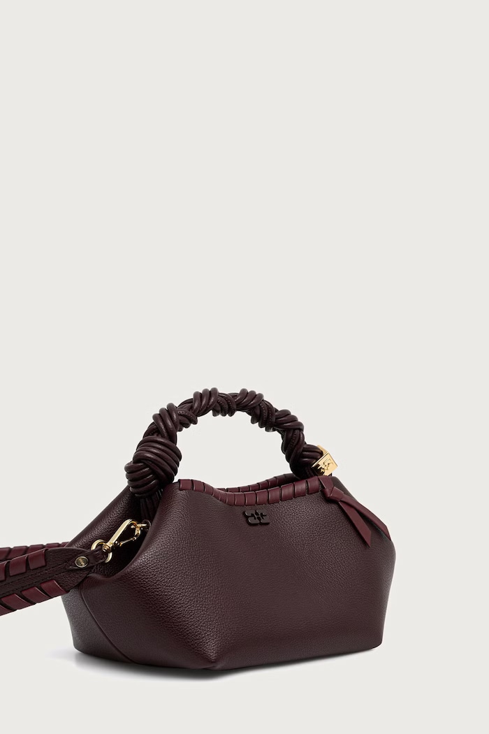 GANNI Bou Small Tressé torebka crossbody damska z imitacji skóry C2100052 bordowy AW26