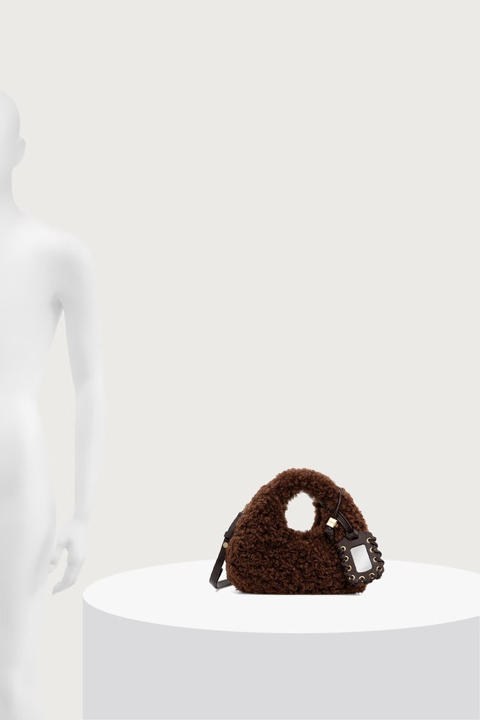 GANNI Hobo Mini Curl Fur torebka crossbody damska C1040043