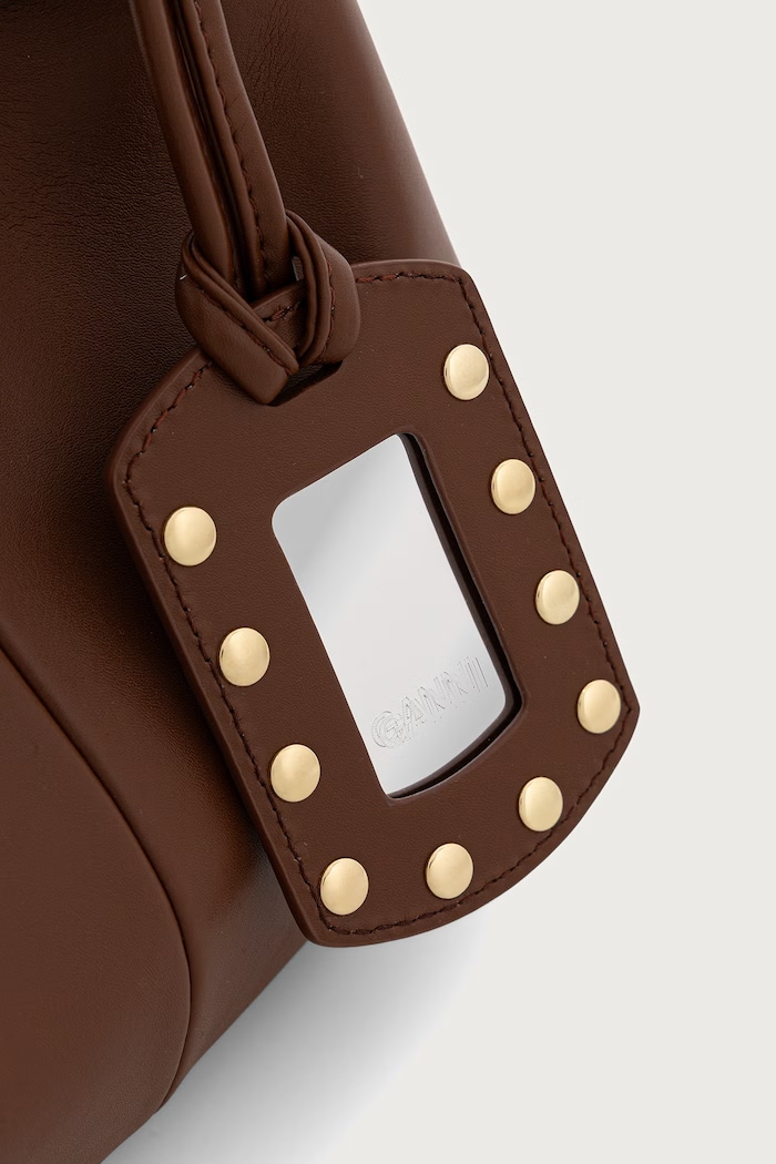 Hobo Mini Studs torebka crossbody damska z imitacji skóry GANNI C1040032 brązowy