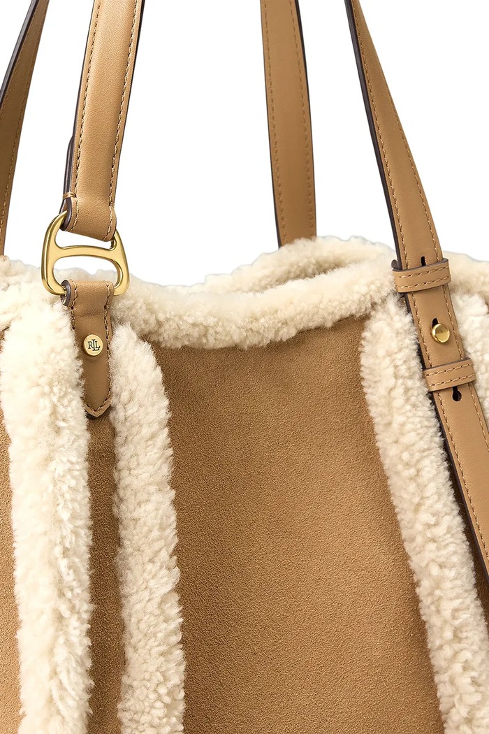 Torebka tote damska zamszowa Lauren Ralph Lauren 431P18713 brązowy