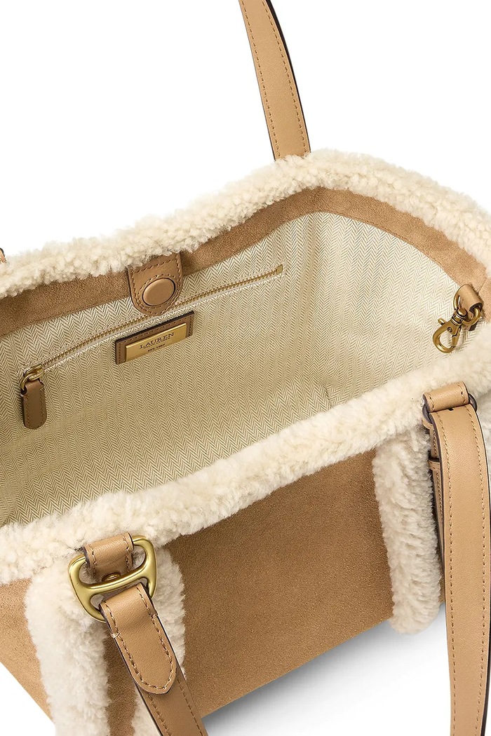 Torebka tote damska zamszowa Lauren Ralph Lauren brązowy 431P18713