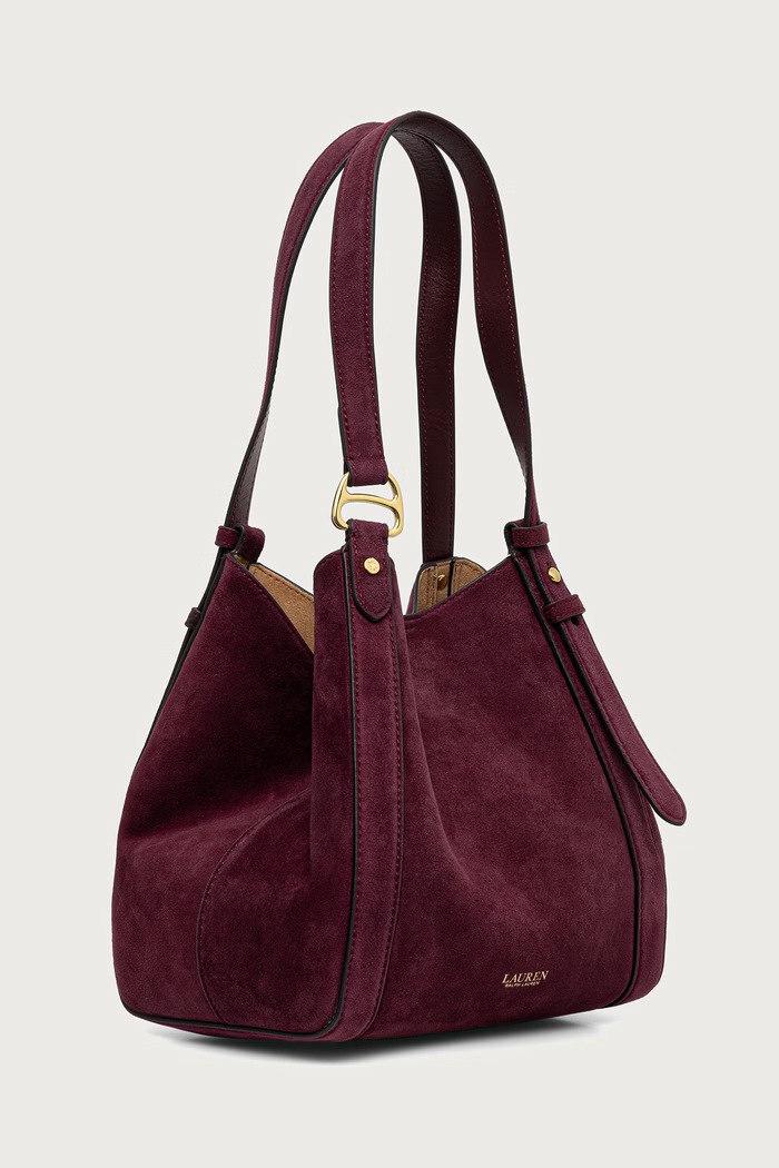 Lauren Ralph Lauren Torebka shopper damska zamszowa 431P18712 bordowy AW26