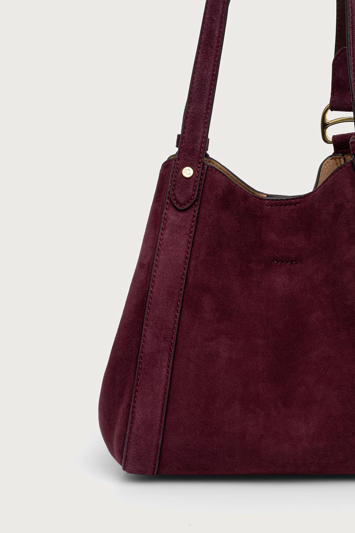 Akcesoria Lauren Ralph Lauren Torebka shopper damska zamszowa 431P18712 bordowy