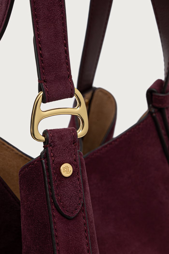 Torebka shopper damska zamszowa Lauren Ralph Lauren 431P18712 bordowy