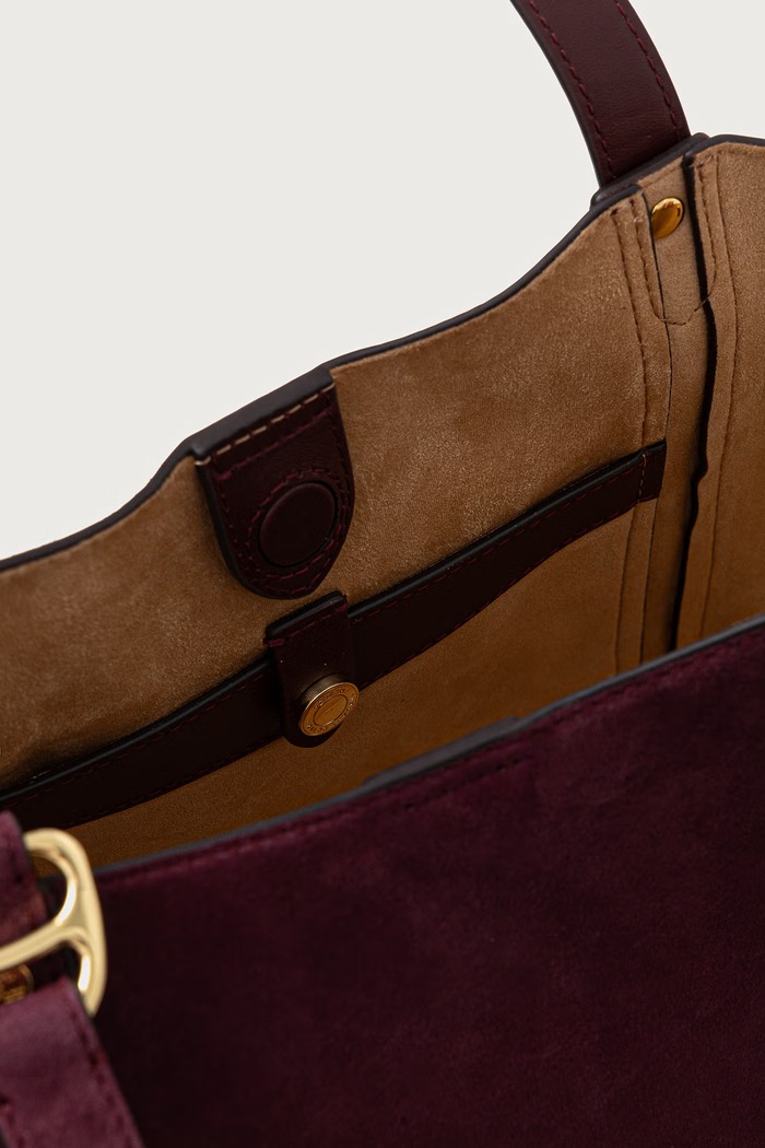 Torebka shopper damska zamszowa Lauren Ralph Lauren bordowy 431P18712