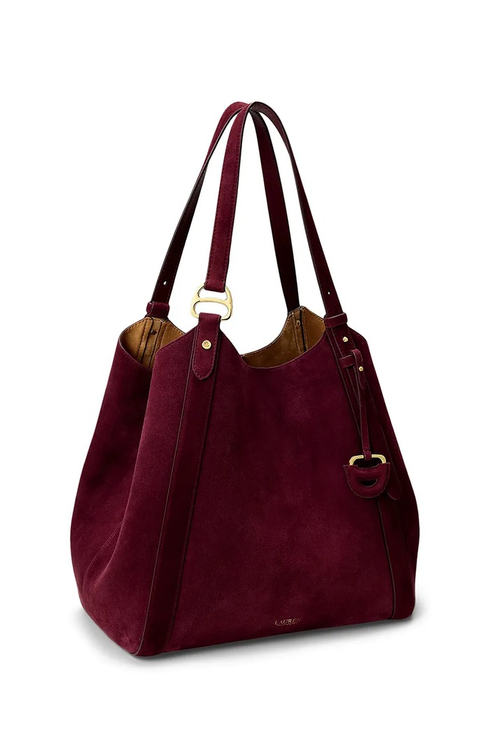 Akcesoria Lauren Ralph Lauren Torebka tote damska skórzana 431P18710 bordowy