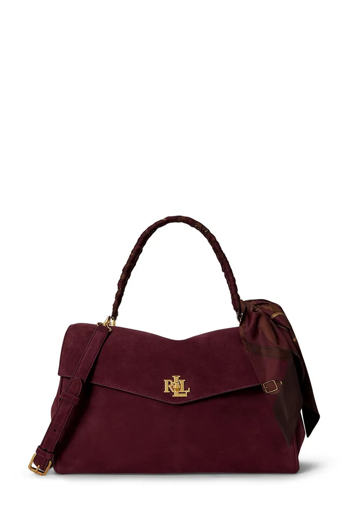 Lauren Ralph Lauren Torebka shopper damska zamszowa bordowy 431P18402