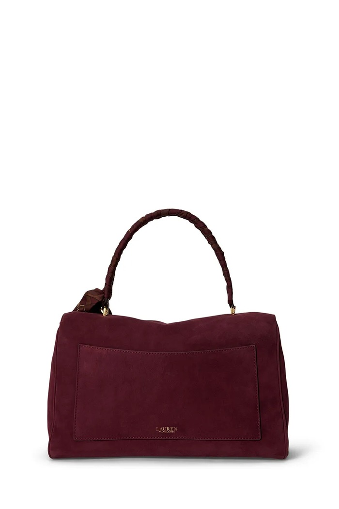 Lauren Ralph Lauren Torebka shopper damska zamszowa 431P18402 bordowy AW26