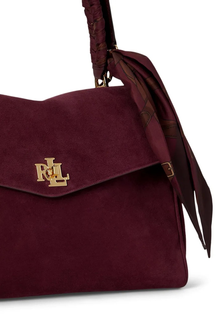 Torebka shopper damska zamszowa Lauren Ralph Lauren 431P18402 bordowy