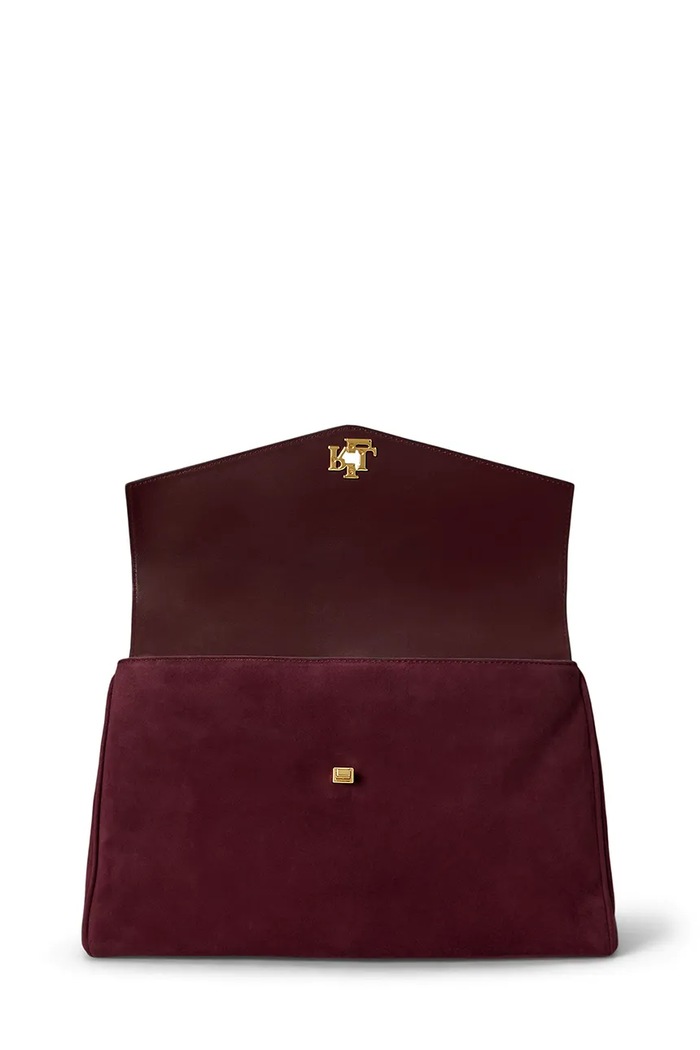 Torebka shopper damska zamszowa Lauren Ralph Lauren bordowy 431P18402