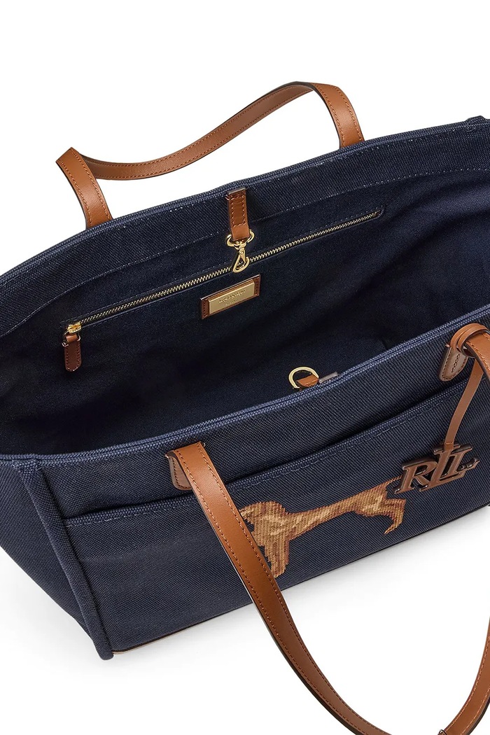 Torebka tote damska bawełniana Lauren Ralph Lauren 431P18735 granatowy