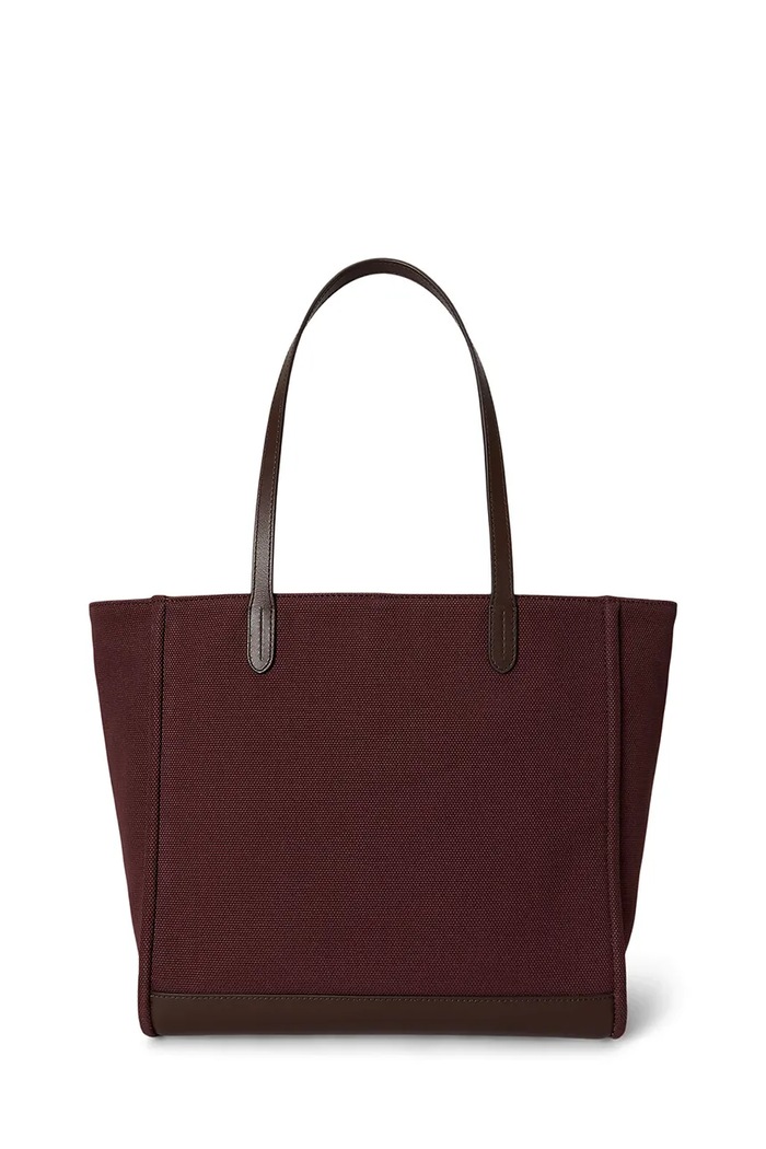 Lauren Ralph Lauren Torebka tote damska bawełniana 431P18735 bordowy AW26