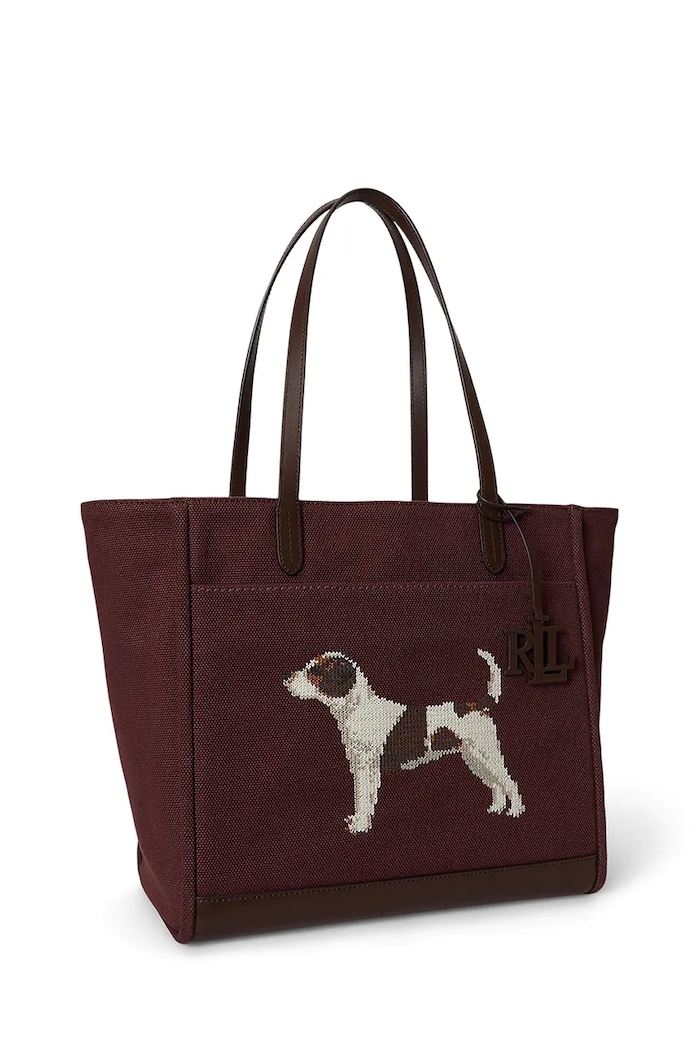 Akcesoria Lauren Ralph Lauren Torebka tote damska bawełniana 431P18735 bordowy