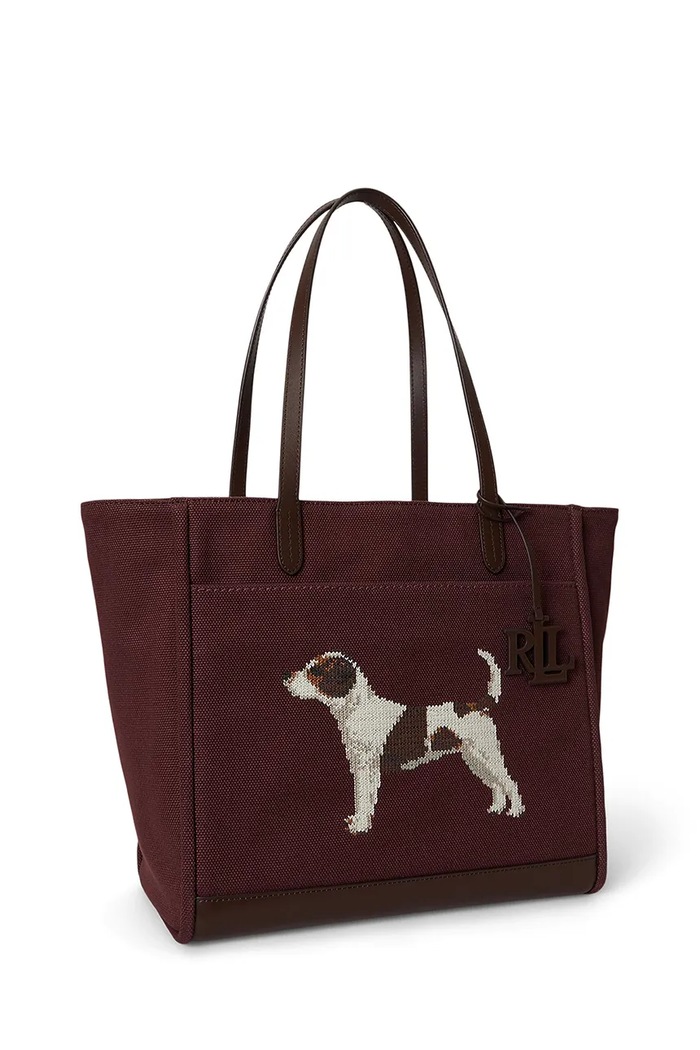 Akcesoria Lauren Ralph Lauren Torebka tote damska bawełniana 431P18735 bordowy