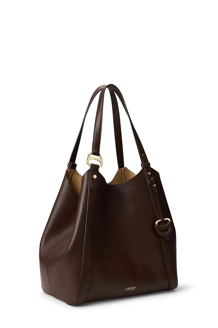 Akcesoria Lauren Ralph Lauren Torebka tote damska skórzana 431P18709 brązowy