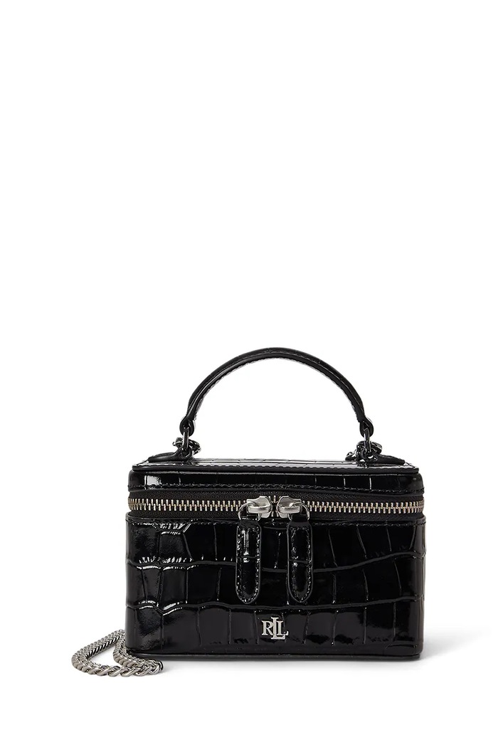 Lauren Ralph Lauren Torebka kuferek damska skórzana czarny 431P18664
