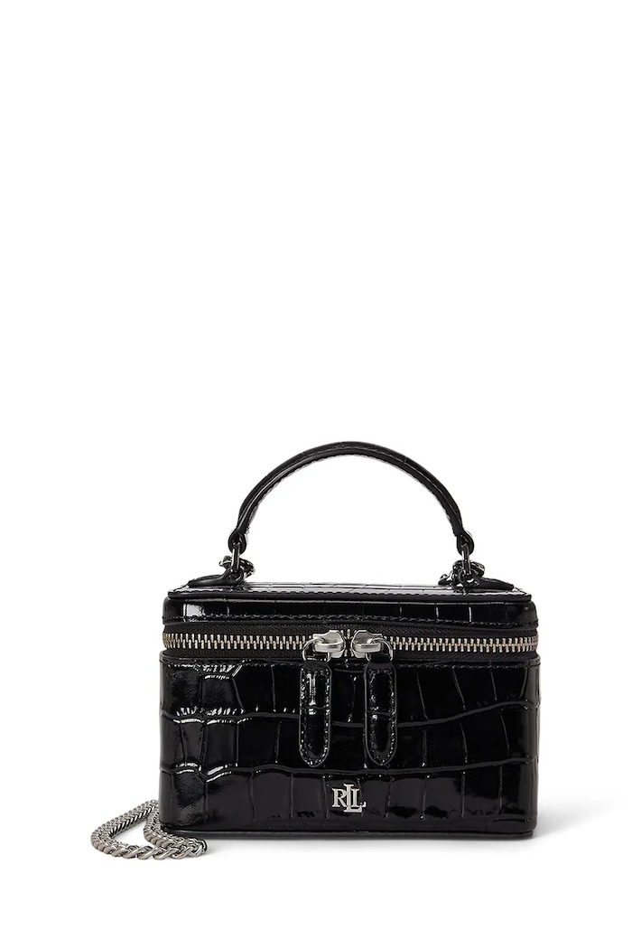 Lauren Ralph Lauren Torebka kuferek damska skórzana czarny 431P18664