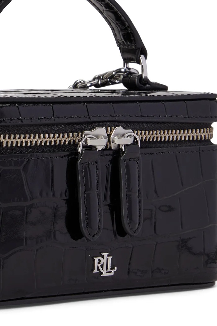 Torebka kuferek damska skórzana Lauren Ralph Lauren 431P18664 czarny
