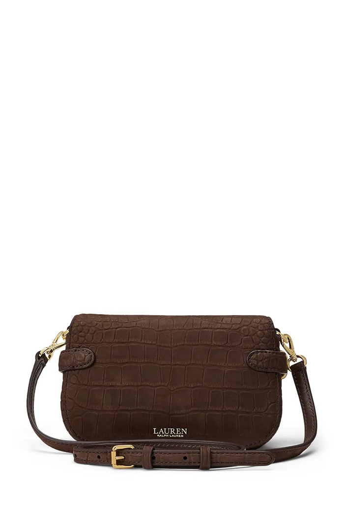 Lauren Ralph Lauren Torebka crossbody damska skórzana 431P18466 brązowy AW26
