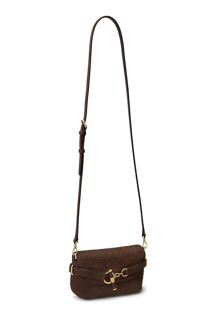 Akcesoria Lauren Ralph Lauren Torebka crossbody damska skórzana 431P18466 brązowy