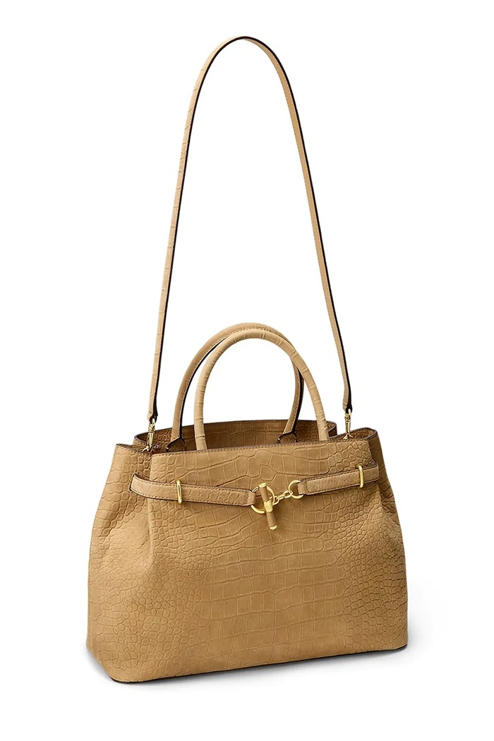 Akcesoria Lauren Ralph Lauren Torebka tote damska skórzana 431P18464 brązowy