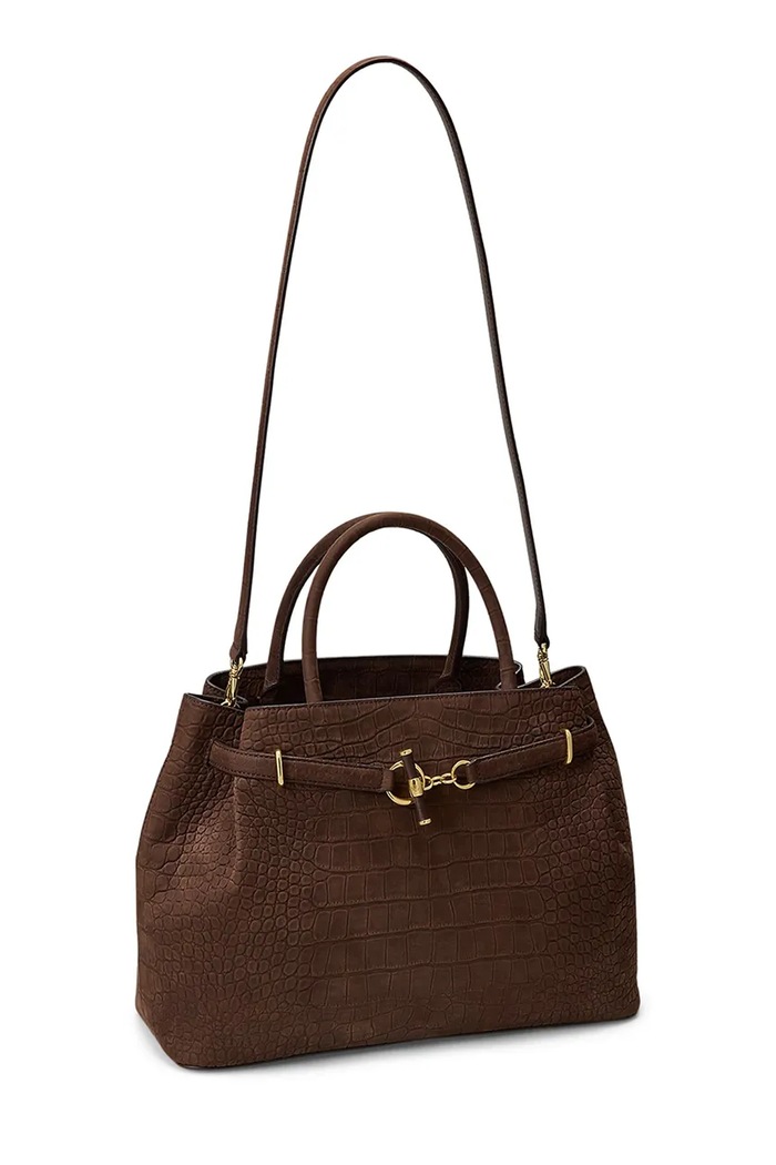 Akcesoria Lauren Ralph Lauren Torebka tote damska skórzana 431P18464 brązowy