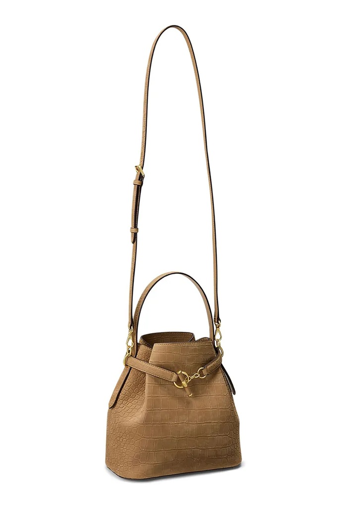 Akcesoria Lauren Ralph Lauren Torebka damska skórzana 431P18459 brązowy