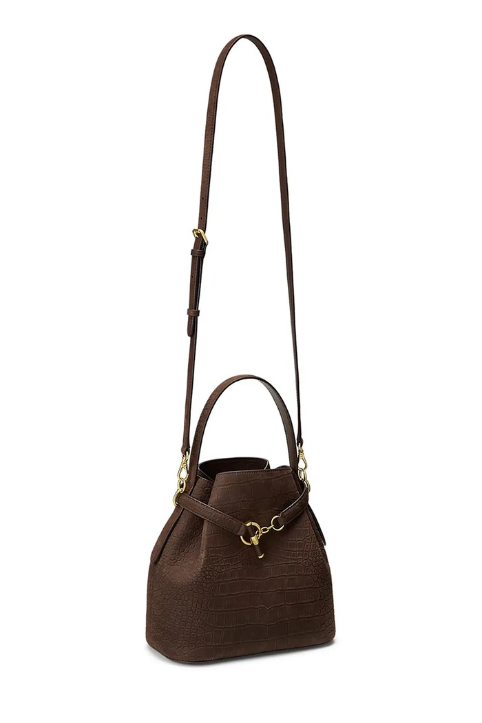 Akcesoria Lauren Ralph Lauren Torebka damska skórzana 431P18459 brązowy