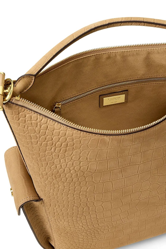 Torebka shopper damska skórzana Lauren Ralph Lauren brązowy 431P18458