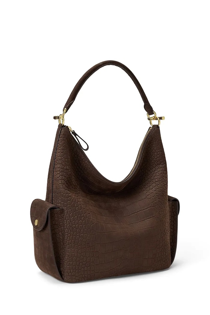 Akcesoria Lauren Ralph Lauren Torebka shopper damska skórzana 431P18458 brązowy