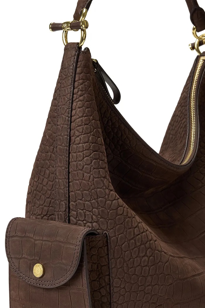 Torebka shopper damska skórzana Lauren Ralph Lauren 431P18458 brązowy