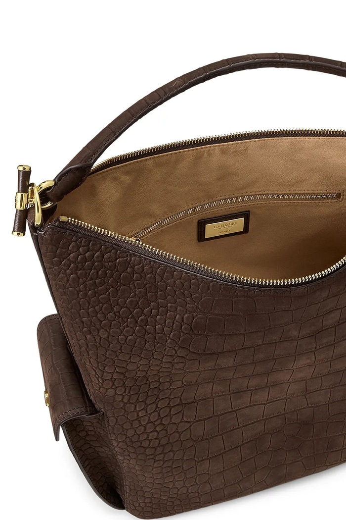 Torebka shopper damska skórzana Lauren Ralph Lauren brązowy 431P18458