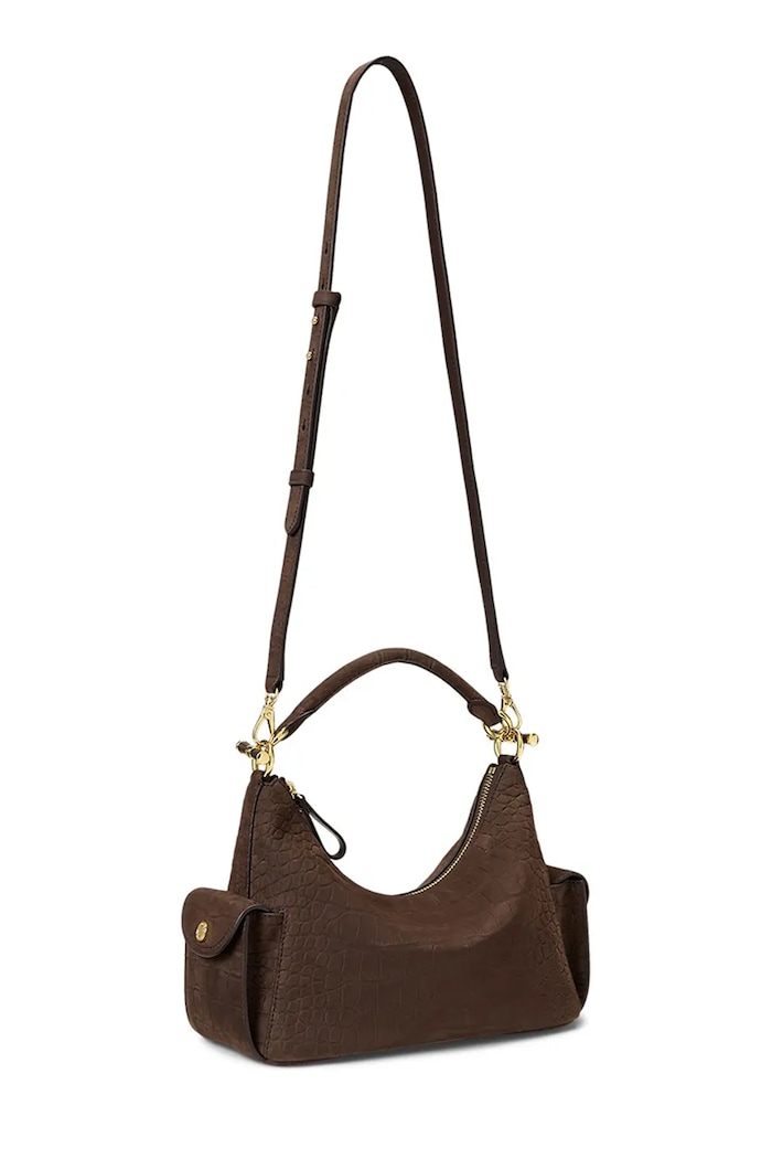 Akcesoria Lauren Ralph Lauren Torebka crossbody damska skórzana 431P18453 brązowy