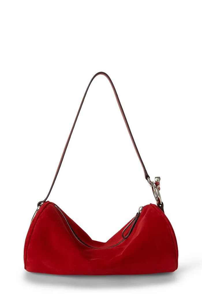 Lauren Ralph Lauren Torebka bagietka damska zamszowa 431P18423 czerwony AW26