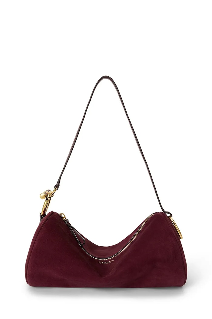 Lauren Ralph Lauren Torebka bagietka damska zamszowa bordowy 431P18423