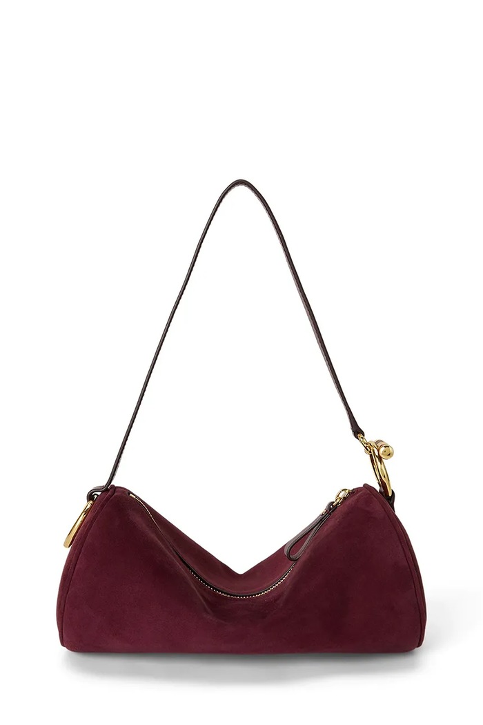 Lauren Ralph Lauren Torebka bagietka damska zamszowa 431P18423 bordowy AW26