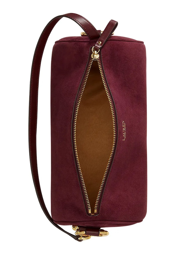 Akcesoria Lauren Ralph Lauren Torebka bagietka damska zamszowa 431P18423 bordowy