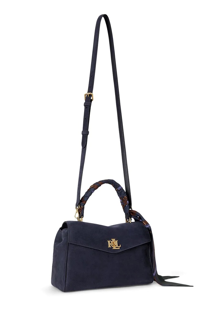 Akcesoria Lauren Ralph Lauren Torebka damska zamszowa 431P18421 granatowy