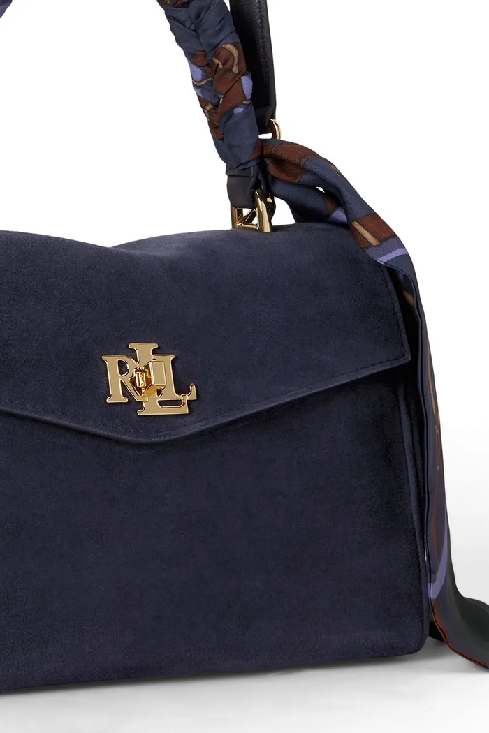 Torebka damska zamszowa Lauren Ralph Lauren 431P18421 granatowy