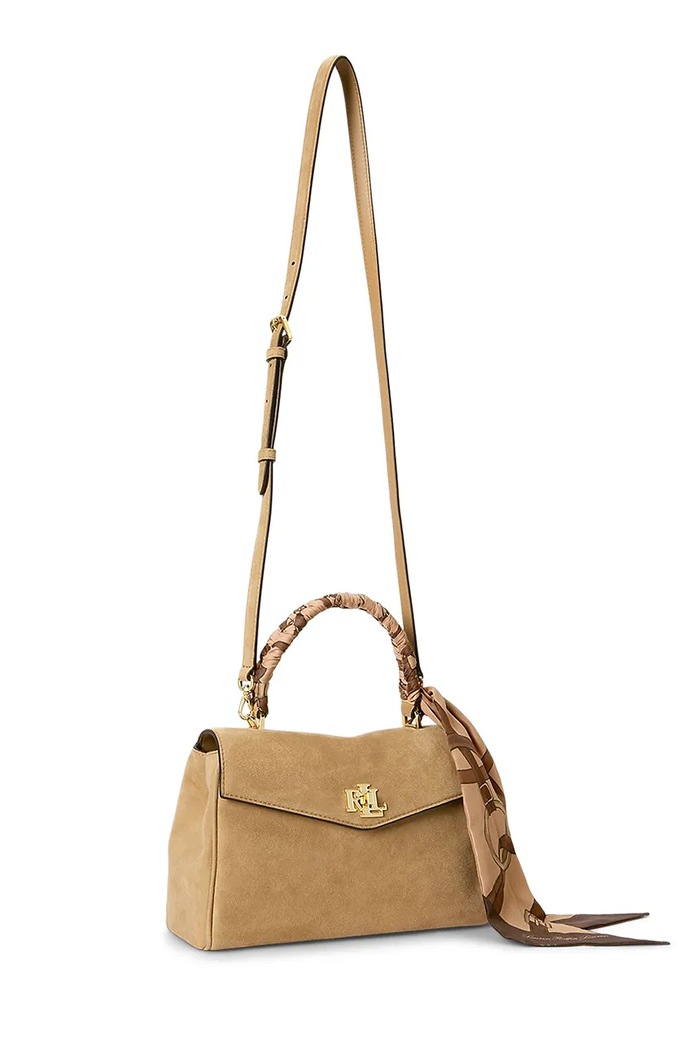 Akcesoria Lauren Ralph Lauren Torebka damska zamszowa 431P18421 beżowy