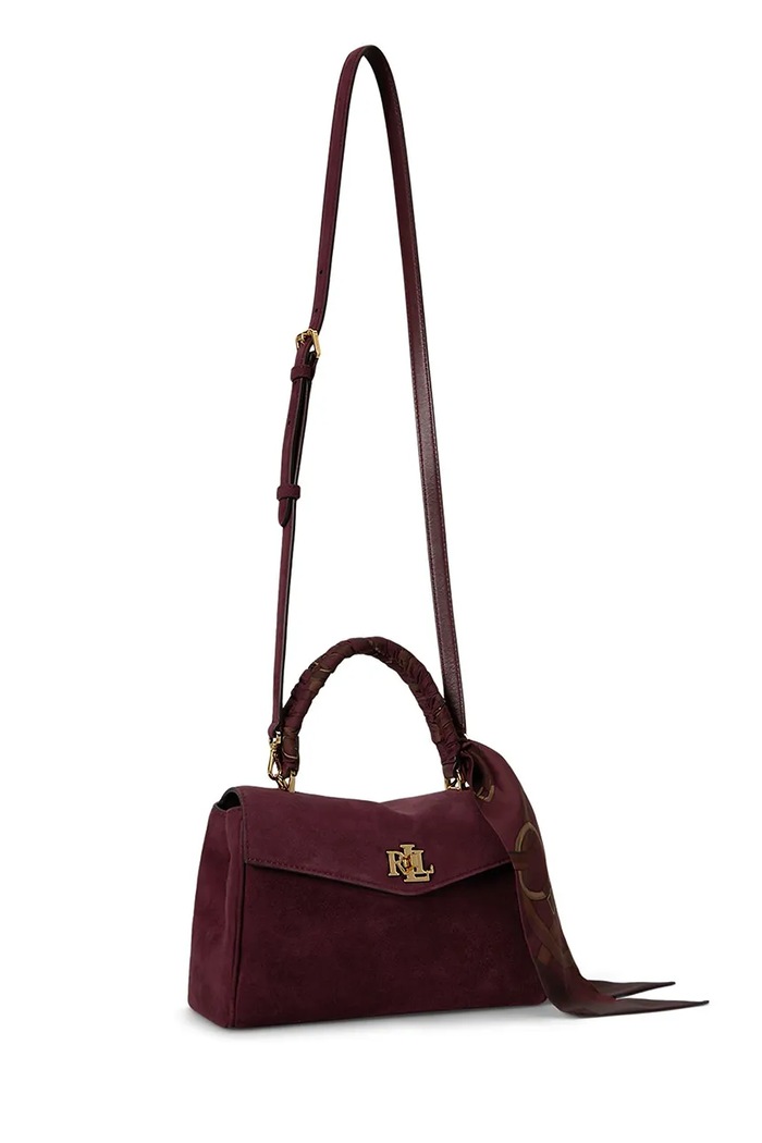 Akcesoria Lauren Ralph Lauren Torebka damska zamszowa 431P18421 bordowy