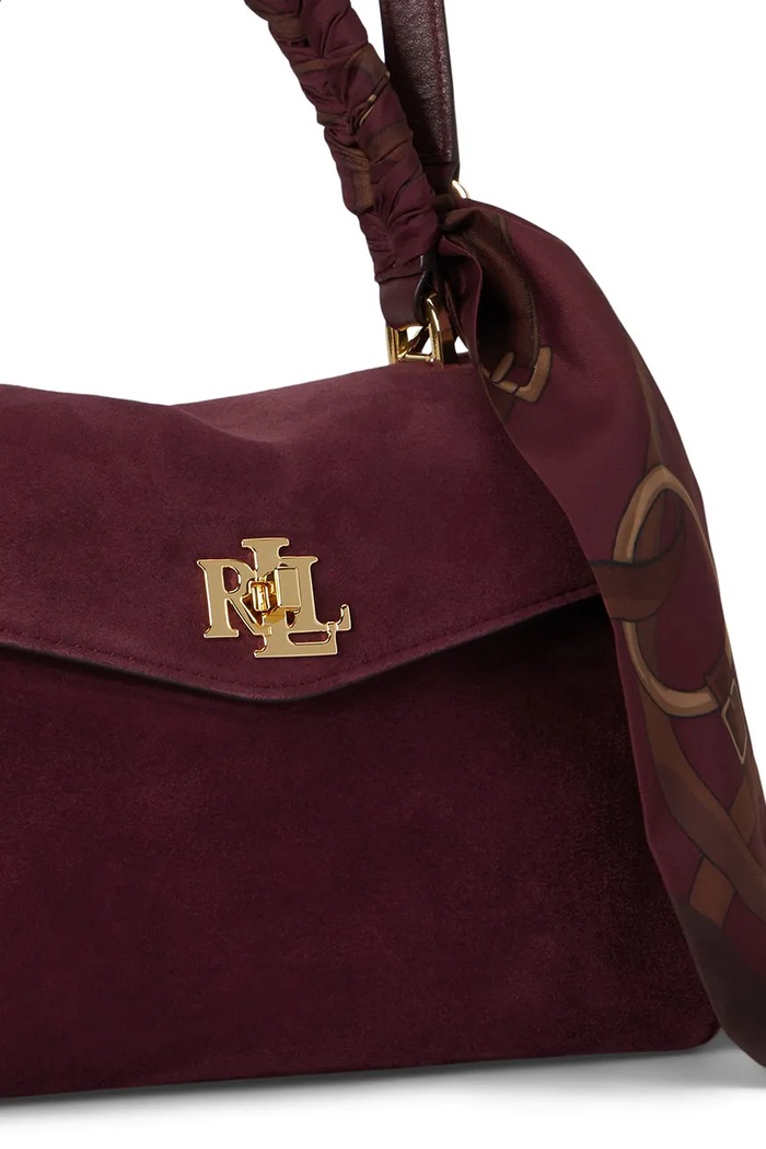 Torebka damska zamszowa Lauren Ralph Lauren 431P18421 bordowy