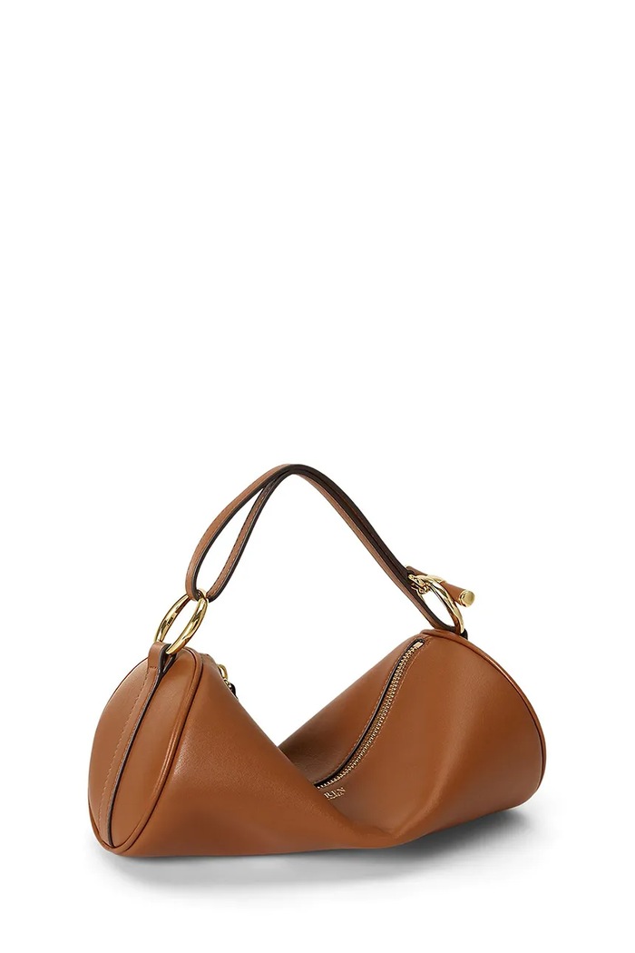 Akcesoria Lauren Ralph Lauren Torebka bagietka damska skórzana 431P16747 brązowy